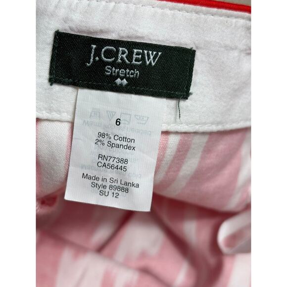 J Crew Skirt Mod Print Postage Stamp Expose Zip Mini Ikat Womens 6 Red White - Picture 3 of 6